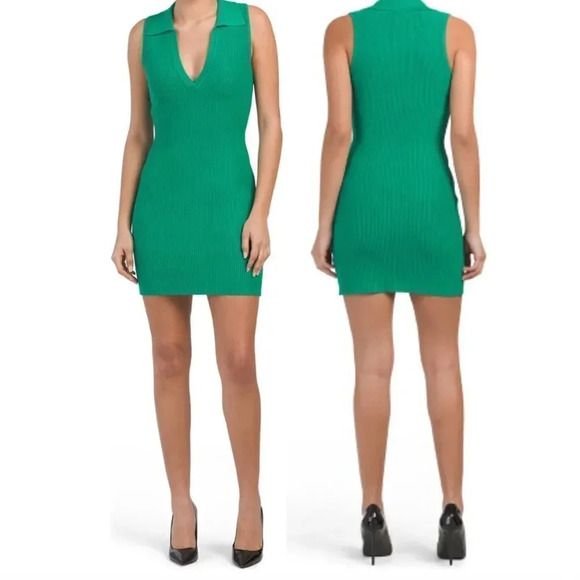 NEW HOUSE OF HARLOW Ribbed Collared Dress Sculpt Knit Polo Dress - Picture 1 of 11